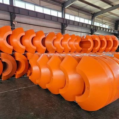 Impact Resistant HDPE Pipe Floater In Yellow/Orange With Rotational Molding Production